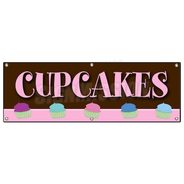 Cupcakes Banner Heavy Duty 13 Oz Vinyl with Grommets Single Sided